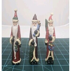 Vintage pencil santa skinny tall figurine 1994 Lot of 3